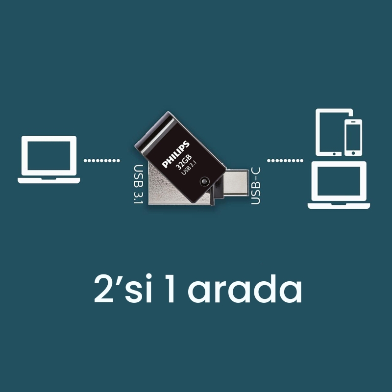 Philips 32GB OTG Dual Drive Type-C ve USB Flash Bellek - 4