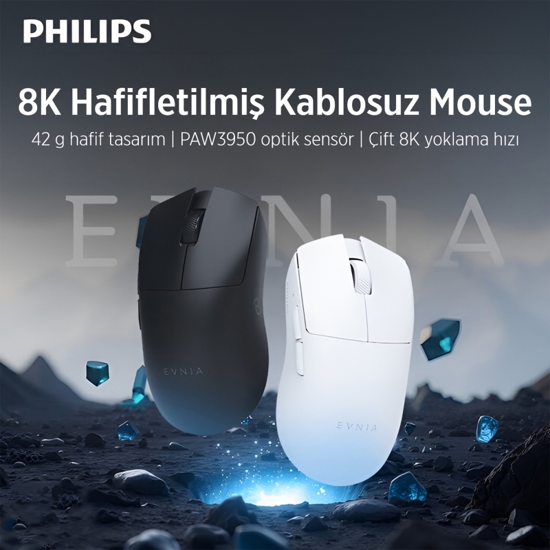 Philips Evnia SPK9718B Lightweight PAW3950 Sensör 36000 DPI 3 Modlu Gaming Oyuncu Mouse Siyah - 2