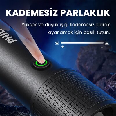 Philips SFL2185 350 Lümen 3W LED El Feneri Teleskopik Zoom Sos Modlu Şarj Edilebilir Uzun Menzilli Flashlight - 4