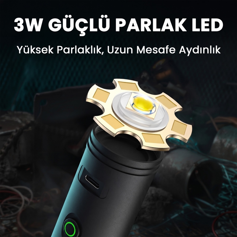 Philips SFL2185 350 Lümen 3W LED El Feneri Teleskopik Zoom Sos Modlu Şarj Edilebilir Uzun Menzilli Flashlight - 6