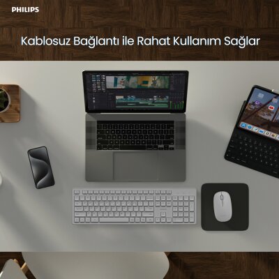 Philips SPT6318 2.4GHz Kablosuz Multimedia Sessiz Türkçe Q Klavye Mouse Seti Siyah - 6