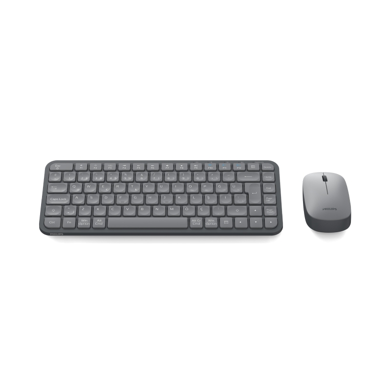 Philips SPT6338BT Bluetooth ve 2.4GHz Kablosuz Türkçe Q Klavye Mouse Seti Gri - 2