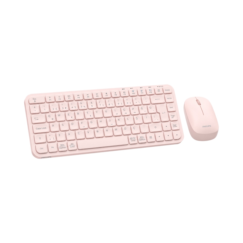 Philips SPT6338BT Bluetooth ve 2.4GHz Kablosuz Türkçe Q Klavye Mouse Seti Pembe - 3
