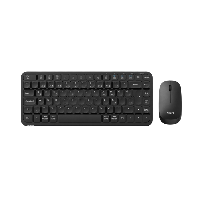 Philips SPT6338BT Bluetooth ve 2.4GHz Kablosuz Türkçe Q Klavye Mouse Seti Siyah - 1