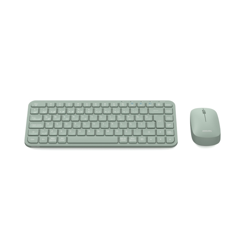 Philips SPT6338BT Bluetooth ve 2.4GHz Kablosuz Türkçe Q Klavye Mouse Seti Yeşil - 2