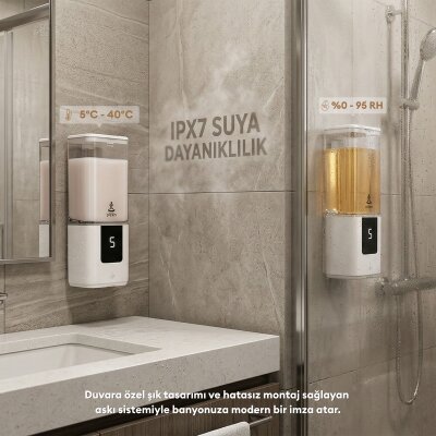 Pizen Aqua Şarjlı Otomatik Sensörlü Sıvı Sabunluk 5 Kademeli Akış IPX7 Suya Dayanıklı Dijital Ekran - 3