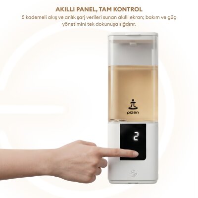 Pizen Aqua Şarjlı Otomatik Sensörlü Sıvı Sabunluk 5 Kademeli Akış IPX7 Suya Dayanıklı Dijital Ekran - 6