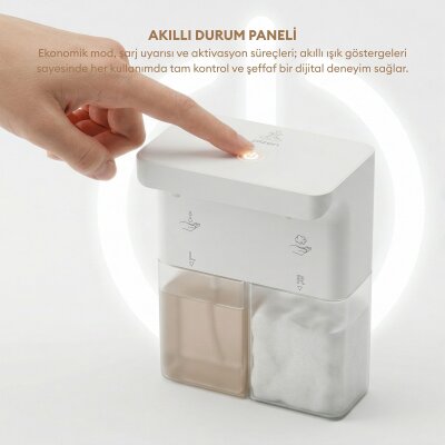 Pizen Bloom Duo Çift Hazneli Şarjlı Otomatik Sensörlü Sıvı Sabunluk 3 Kademeli IPX5 Suya Dayanıklı - 6