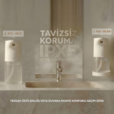 Pizen Bloom Şarjlı Otomatik Sensörlü Köpük Sıvı Sabunluk 2 Kademeli Akış IPX5 Suya Dayanıklı - 3