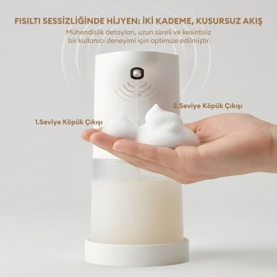 Pizen Bloom Şarjlı Otomatik Sensörlü Köpük Sıvı Sabunluk 2 Kademeli Akış IPX5 Suya Dayanıklı - 5
