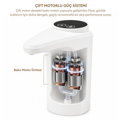 Pizen Flow Şarjlı Otomatik Damacana Su Pompası TDS Ölçer 250ml 500ml 1L 2L Ölçü Özellikli Beyaz - 7