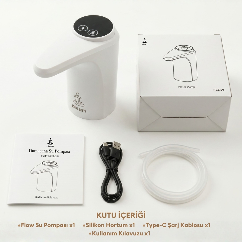 Pizen Flow Şarjlı Otomatik Damacana Su Pompası TDS Ölçer 250ml 500ml 1L 2L Ölçü Özellikli Beyaz - 10