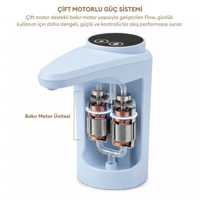 Pizen Flow Şarjlı Otomatik Damacana Su Pompası TDS Ölçer 250ml 500ml 1L 2L Ölçü Özellikli Mavi - 7