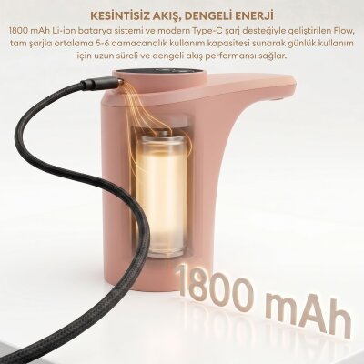 Pizen Flow Şarjlı Otomatik Damacana Su Pompası TDS Ölçer 250ml 500ml 1L 2L Ölçü Özellikli Pembe - 4