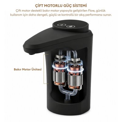 Pizen Flow Şarjlı Otomatik Damacana Su Pompası TDS Ölçer 250ml 500ml 1L 2L Ölçü Özellikli Siyah - 5