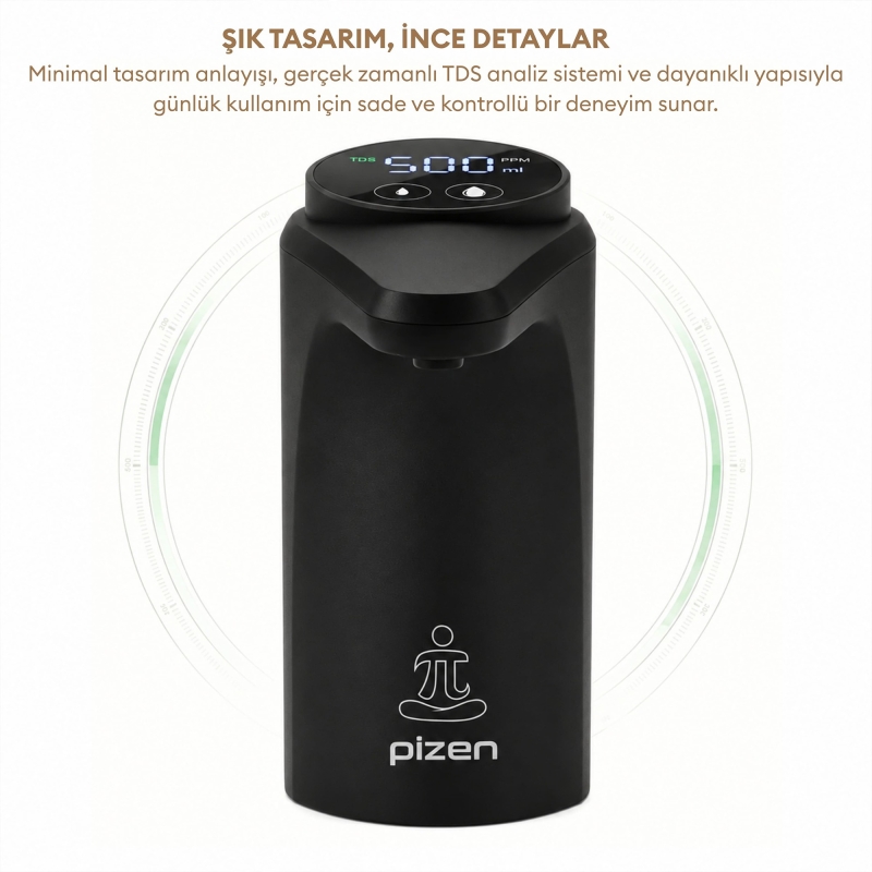 Pizen Flow Şarjlı Otomatik Damacana Su Pompası TDS Ölçer 250ml 500ml 1L 2L Ölçü Özellikli Siyah - 8