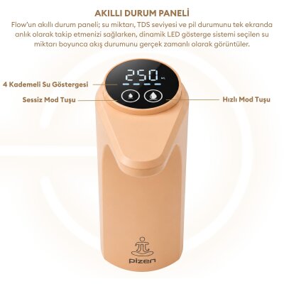 Pizen Flow Şarjlı Otomatik Damacana Su Pompası TDS Ölçer 250ml 500ml 1L 2L Ölçü Özellikli Turuncu - 5