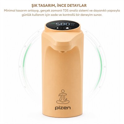 Pizen Flow Şarjlı Otomatik Damacana Su Pompası TDS Ölçer 250ml 500ml 1L 2L Ölçü Özellikli Turuncu - 8