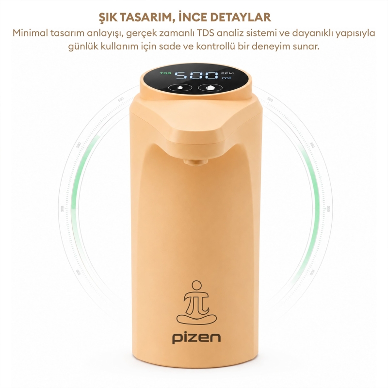 Pizen Flow Şarjlı Otomatik Damacana Su Pompası TDS Ölçer 250ml 500ml 1L 2L Ölçü Özellikli Turuncu - 8