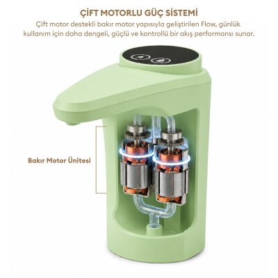 Pizen Flow Şarjlı Otomatik Damacana Su Pompası TDS Ölçer 250ml 500ml 1L 2L Ölçü Özellikli Yeşil - 7