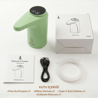Pizen Flow Şarjlı Otomatik Damacana Su Pompası TDS Ölçer 250ml 500ml 1L 2L Ölçü Özellikli Yeşil - 10