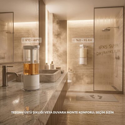 Pizen Pure Şarjlı Otomatik Sensörlü Sıvı Sabunluk Temassız 2 Kademeli Akış IPX5 Suya Dayanıklı - 3
