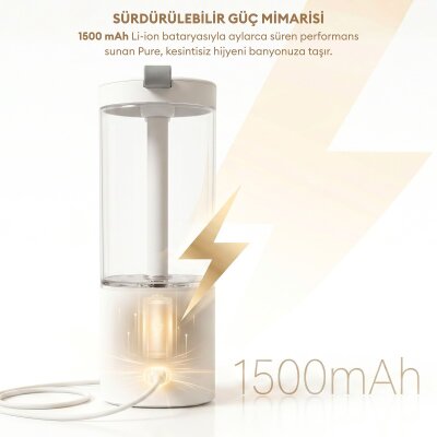 Pizen Pure Şarjlı Otomatik Sensörlü Sıvı Sabunluk Temassız 2 Kademeli Akış IPX5 Suya Dayanıklı - 7