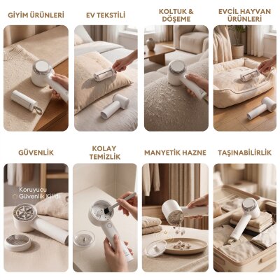 Pizen Wax Pro 6 Bıçaklı Şarjlı Tüy ve Tiftik Temizleme Makinesi Dahili Tüy Toplama Rulosu 2’si 1 Arada - 9