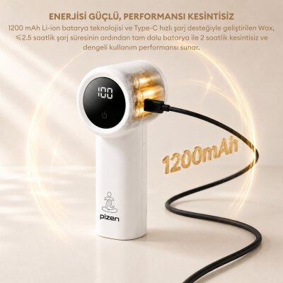 Pizen Wax Şarjlı Taşınabilir Tüy ve Tiftik Temizleyici 3 Kademeli Dijital Göstergeli 2 Yedek Bıçaklı Beyaz - 3