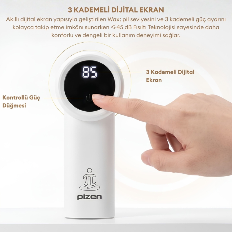Pizen Wax Şarjlı Taşınabilir Tüy ve Tiftik Temizleyici 3 Kademeli Dijital Göstergeli 2 Yedek Bıçaklı Beyaz - 4