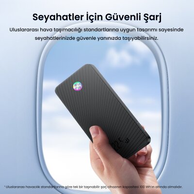Rocoren 10000mAh 22.5W Powerbank PD Hızlı Şarj, 3 Çıkışlı USB-C + Çift USB-A Tablet ve Telefonlarla Uyumlu Taşınabilir Şarj Cihazı Beyaz - 4