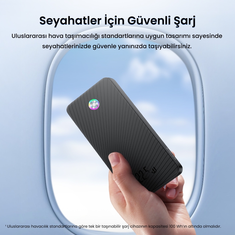 Rocoren 10000mAh 22.5W Powerbank PD Hızlı Şarj, 3 Çıkışlı USB-C + Çift USB-A Tablet ve Telefonlarla Uyumlu Taşınabilir Şarj Cihazı Beyaz - 4