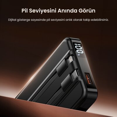 Rocoren 10000mAh MagSafe 15W Kablosuz Powerbank Lightning ve Type-C 22.5W Kablolu Standlı Taşınabilir Hızlı Şarj Cihazı - 6