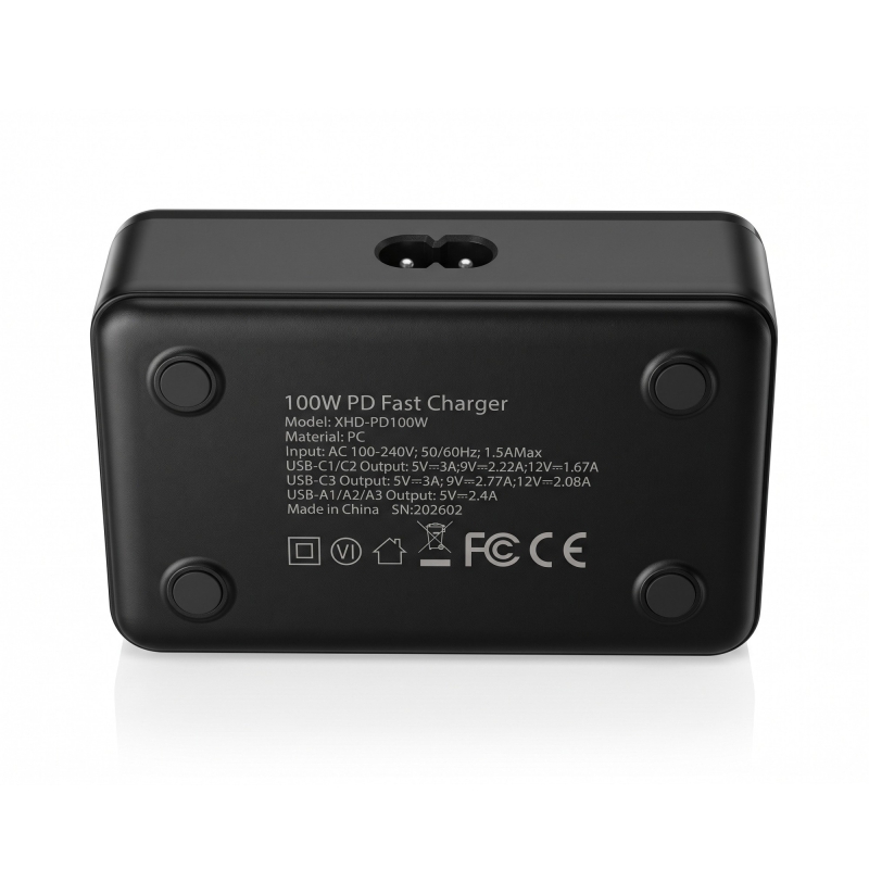 Rocoren 100W GaN 6 Portlu 3*Type-C 3*USB-A Masaüstü Hızlı Şarj İstasyonu Telefon, Tablet Uyumlu Çoklu Cihaz Şarj Aleti - 9