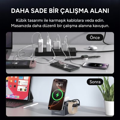 Rocoren 15W Katlanabilir iPhone Airpods Apple Watch MagSafe Uyumlu Kablosuz Şarj Cihazı Stand - 7