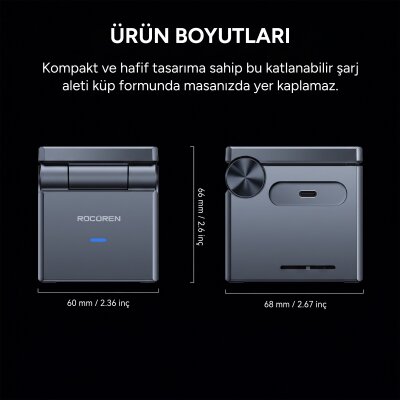 Rocoren 15W Katlanabilir iPhone Airpods Apple Watch MagSafe Uyumlu Kablosuz Şarj Cihazı Stand - 9