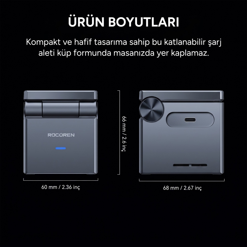 Rocoren 15W Katlanabilir iPhone Airpods Apple Watch MagSafe Uyumlu Kablosuz Şarj Cihazı Stand - 9