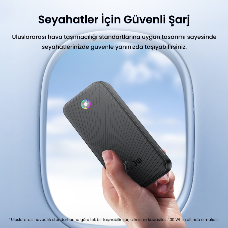 Rocoren 20000mAh 22.5W Powerbank PD Hızlı Şarj, 3 Çıkışlı USB-C + Çift USB-A Tablet ve Telefonlarla Uyumlu Taşınabilir Şarj Cihazı Siyah - 5