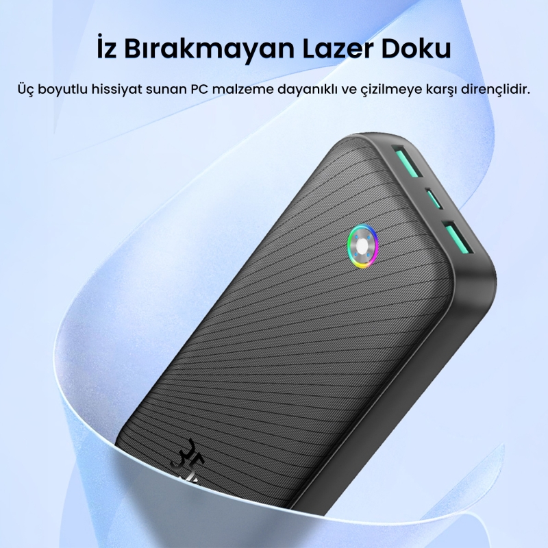 Rocoren 20000mAh 35W Powerbank PD Hızlı Şarj, 3 Çıkışlı USB-C + Çift USB-A Tablet ve Telefonlarla Uyumlu Taşınabilir Şarj Cihazı - 3