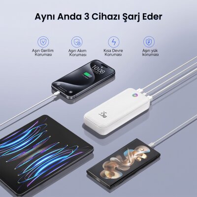 Rocoren 20000mAh 35W Powerbank PD Hızlı Şarj, 3 Çıkışlı USB-C + Çift USB-A Tablet ve Telefonlarla Uyumlu Taşınabilir Şarj Cihazı - 7