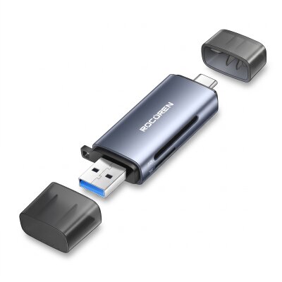 Rocoren 2'si 1 Arada Type-C ve USB 3.0 SD / Micro SD Kart Okuyucu OTG Çift Girişli Hafıza Kartı Adaptörü - 1