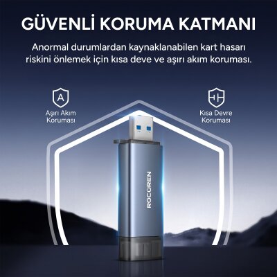 Rocoren 2'si 1 Arada Type-C ve USB 3.0 SD / Micro SD Kart Okuyucu OTG Çift Girişli Hafıza Kartı Adaptörü - 5
