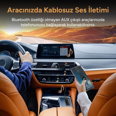 Rocoren 3'ü 1 Arada Bluetooth 5.4 Ses Alıcı ve Verici Adaptör Yaka Klipsli Micro SD Kart Girişli 3.5mm AUX Araç Kiti ve Kamera Kumandası - 3