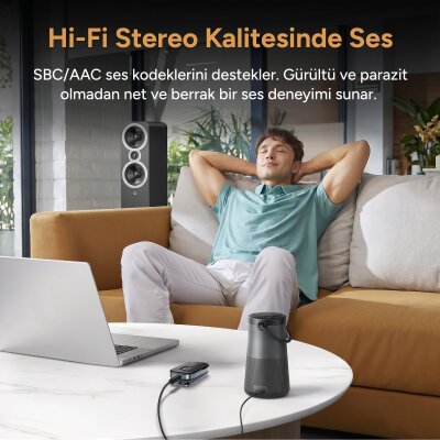 Rocoren 3'ü 1 Arada Bluetooth 5.4 Ses Alıcı ve Verici Adaptör Yaka Klipsli Micro SD Kart Girişli 3.5mm AUX Araç Kiti ve Kamera Kumandası - 4