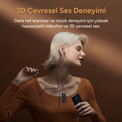 Rocoren 3'ü 1 Arada Bluetooth 5.4 Ses Alıcı ve Verici Adaptör Yaka Klipsli Micro SD Kart Girişli 3.5mm AUX Araç Kiti ve Kamera Kumandası - 7