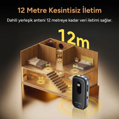 Rocoren 3'ü 1 Arada Bluetooth 5.4 Ses Alıcı ve Verici Adaptör Yaka Klipsli Micro SD Kart Girişli 3.5mm AUX Araç Kiti ve Kamera Kumandası - 8