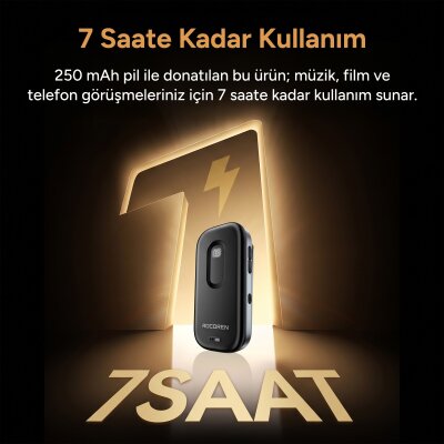 Rocoren 3'ü 1 Arada Bluetooth 5.4 Ses Alıcı ve Verici Adaptör Yaka Klipsli Micro SD Kart Girişli 3.5mm AUX Araç Kiti ve Kamera Kumandası - 9