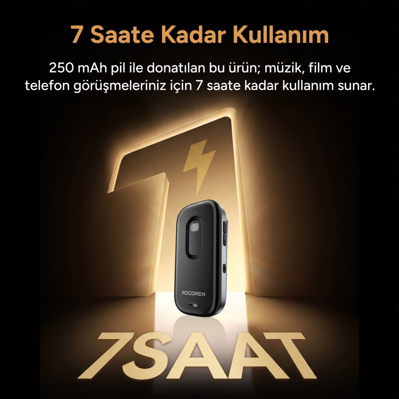 Rocoren 3'ü 1 Arada Bluetooth 5.4 Ses Alıcı ve Verici Adaptör Yaka Klipsli Micro SD Kart Girişli 3.5mm AUX Araç Kiti ve Kamera Kumandası - 9