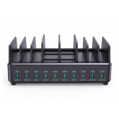 Rocoren 400W PD GaN 10 Portlu Masaüstü Şarj İstasyonu 6*Type-C 4*USB-A Tablet ve Telefon Hızlı Şarj Cihazı - Rocoren