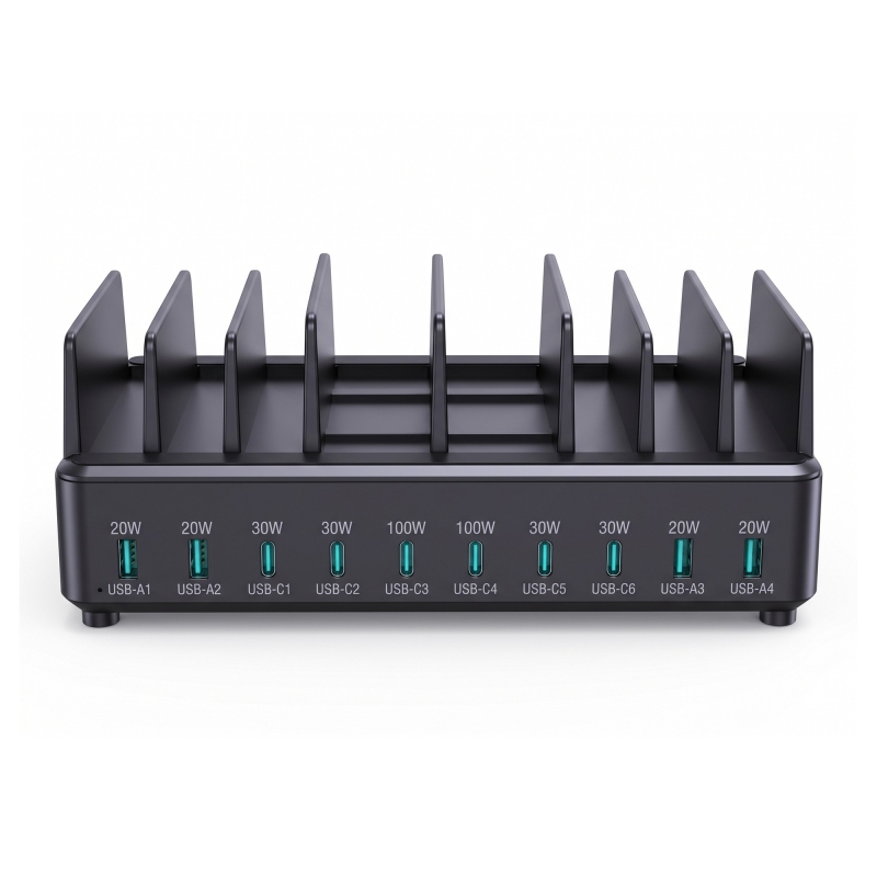 Rocoren 400W PD GaN 10 Portlu Masaüstü Şarj İstasyonu 6*Type-C 4*USB-A Tablet ve Telefon Hızlı Şarj Cihazı - 1
